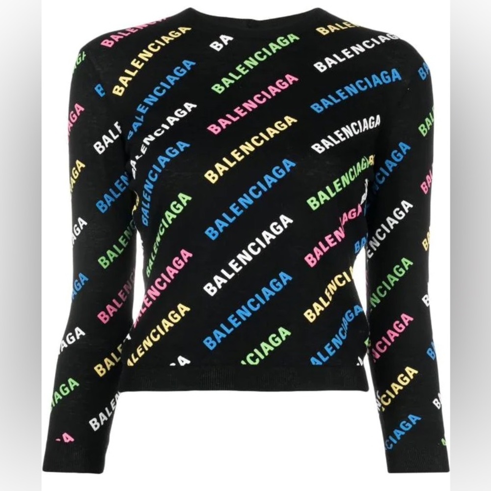 Balenciaga Multicolor Logo Long Sleeve Top